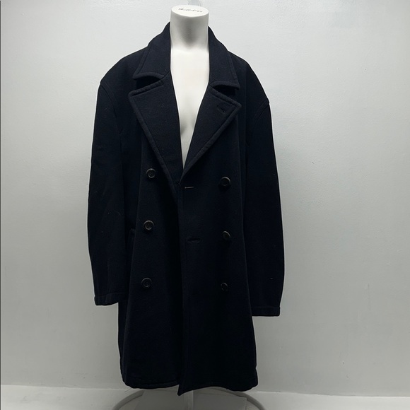 Ermenegildo Zegna Coat Winter Jacket Wool Cashmere Collared Black Size Large 52 - Picture 1 of 14